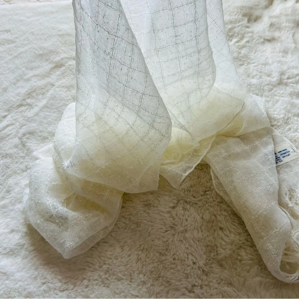 Vintage From 1960’s Elwin White Scarf 70”x18”.
